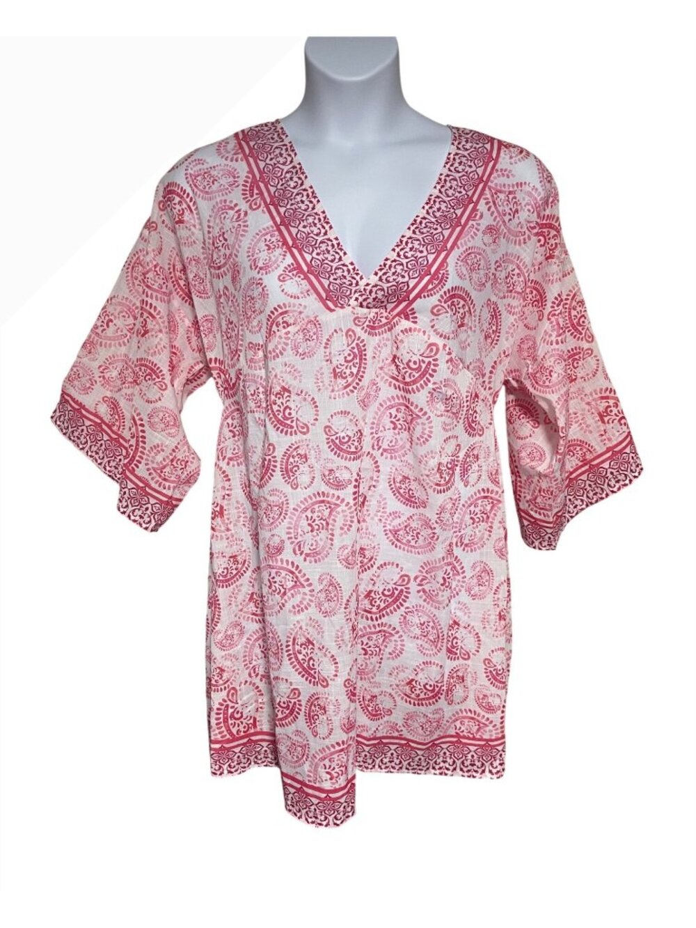 Lulla Collection Swim Coverup Womens One Size Pink With White Paisley Print